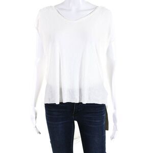 Hero Crane Womens Scoop Neck Braided Trim Relaxed Fit Blouse White Size S